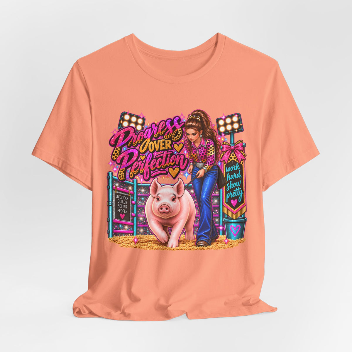 "Progress Over Perfection" Show Pig Tee