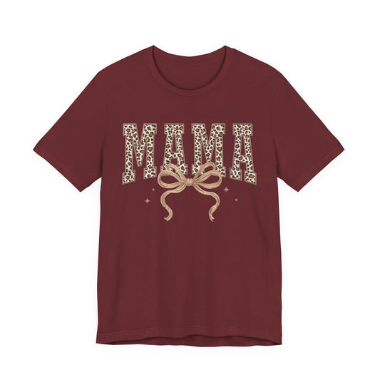 Mama Leopard Print Tee — Floral Bow Mother's Day Shirt