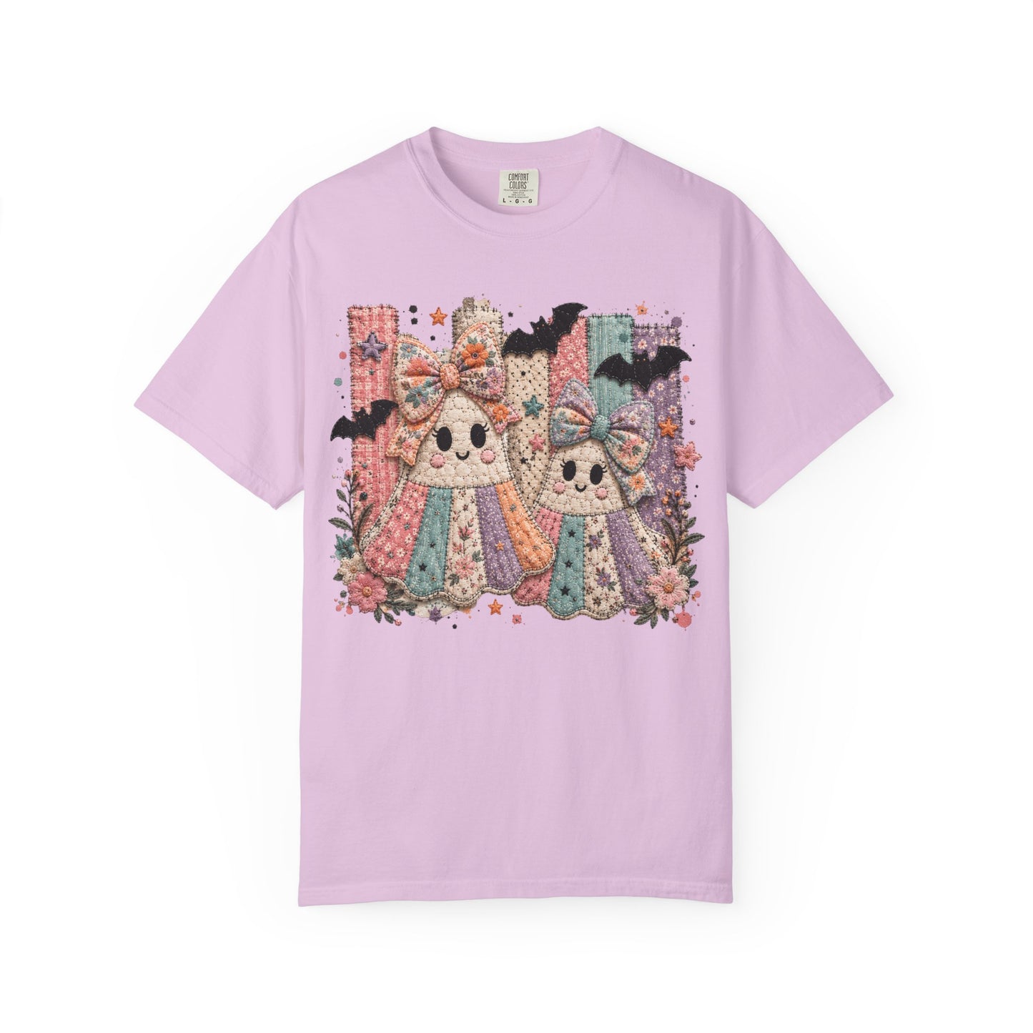 Quilted Cute Ghost Sisters Halloween T-Shirt