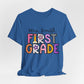 Personalized Colorful First Grade Teacher Graphic Tee