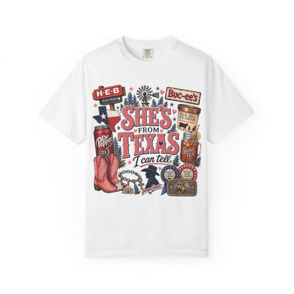 She's From Texas Graphic T-Shirt — Texas Pride Retro Icons Design