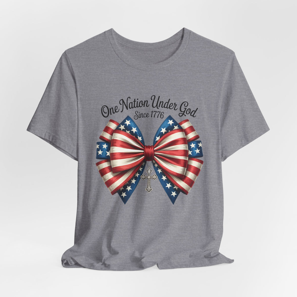 One Nation Under God Patriotic T-shirt with Bow Design
