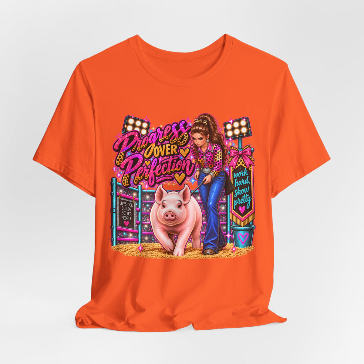 "Progress Over Perfection" Show Pig Tee