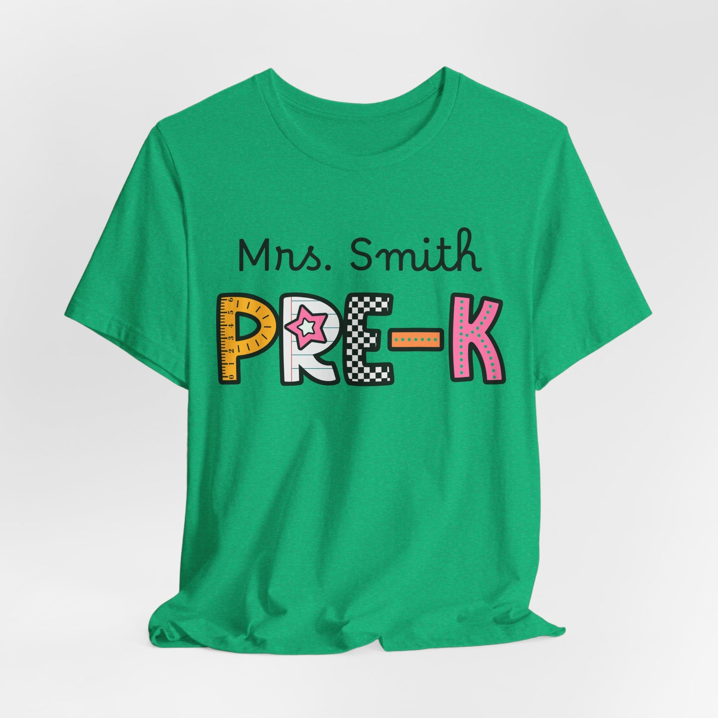 Personalized Colorful PRE-K Teacher Graphic Tee