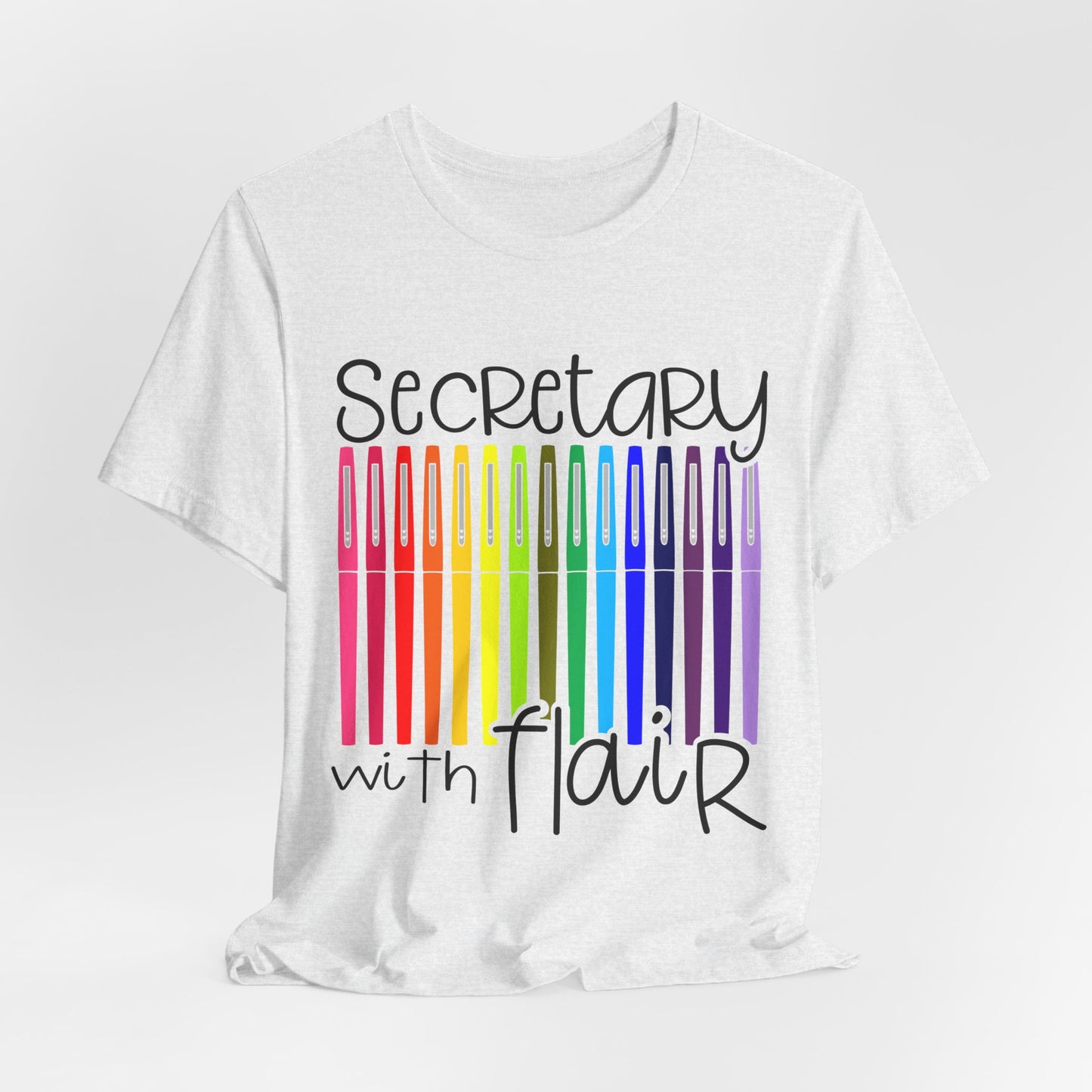 Rainbow Flair Pen School Staff Tee - Secretary With Flair
