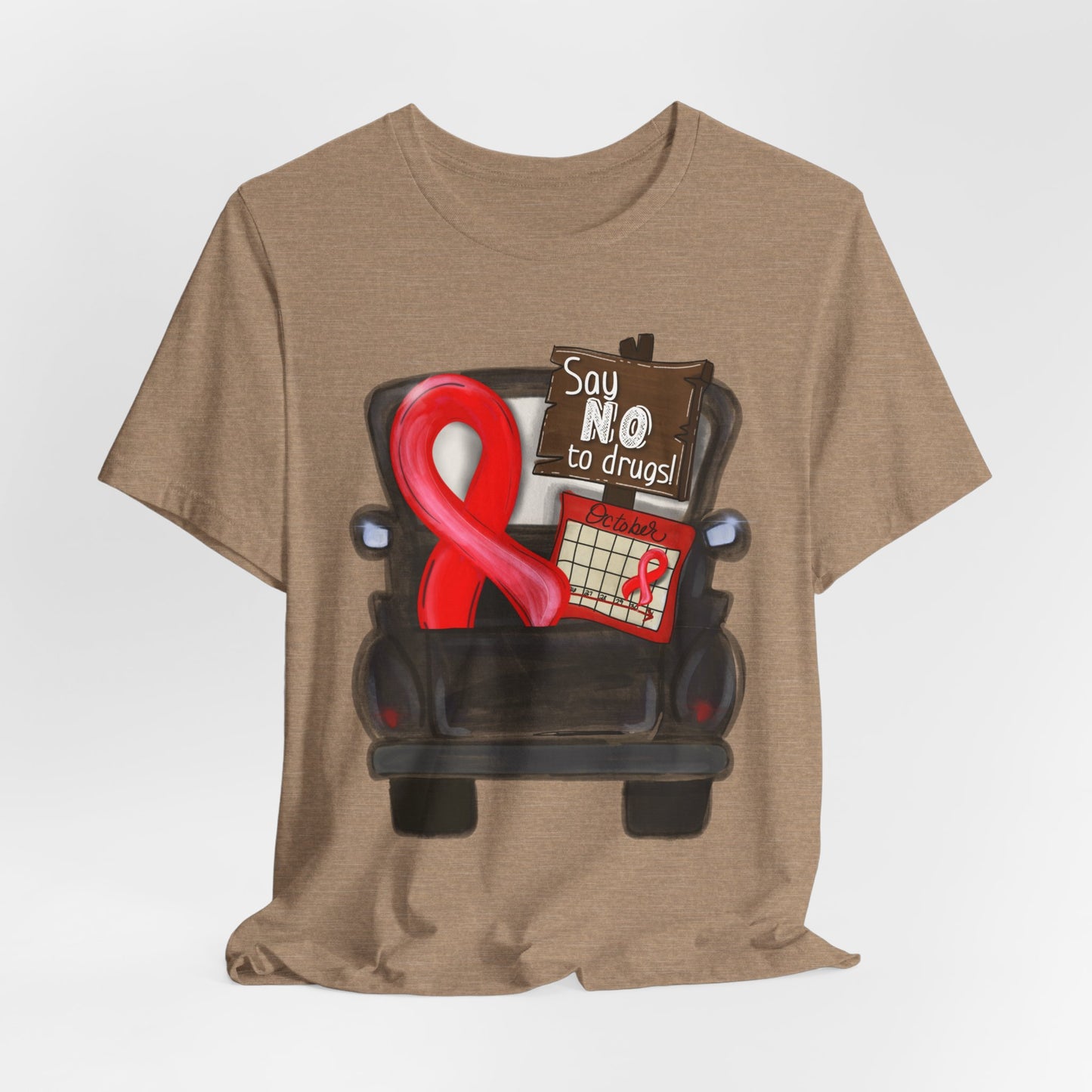 Say No to Drugs Red Ribbon Tee — Anti-Drug Awareness