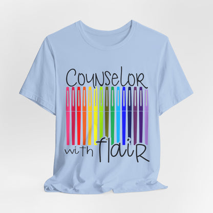 Rainbow Flair Pen School Staff Tee - Counselor With Flair