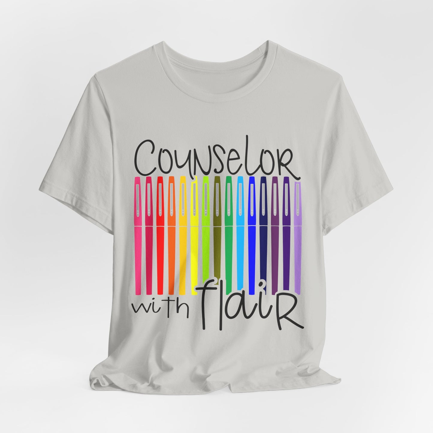 Rainbow Flair Pen School Staff Tee - Counselor With Flair