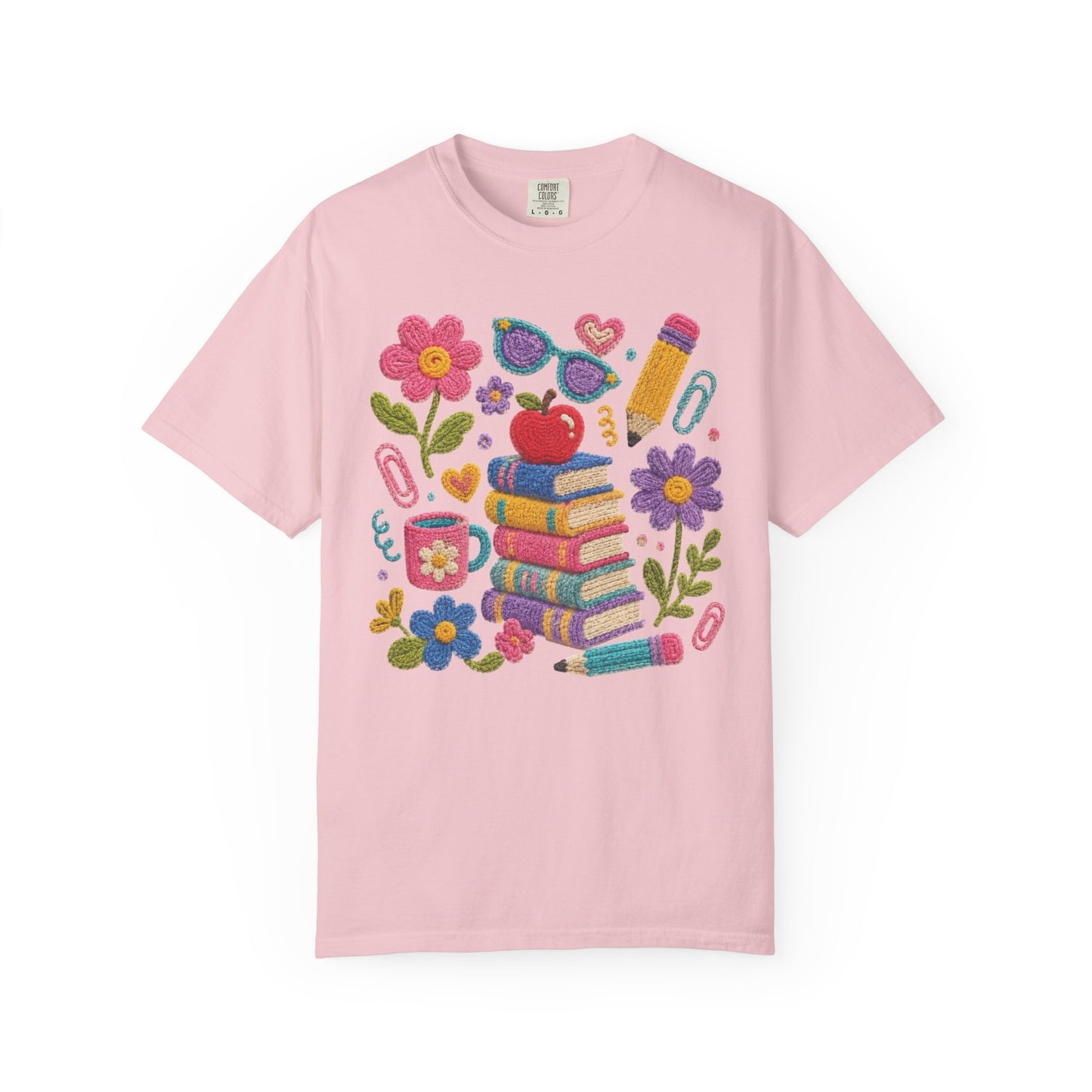 Cute Floral Faux-Yard School Supplies Graphic Tee