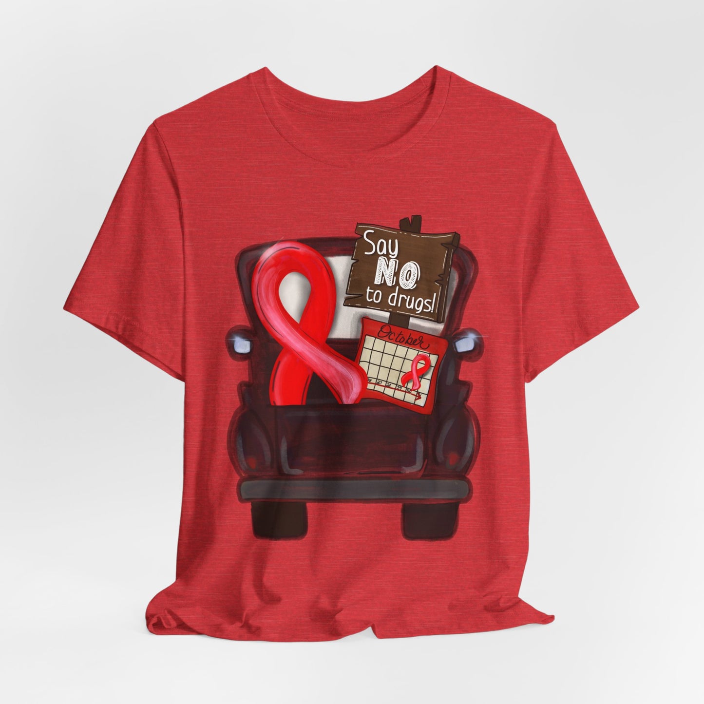 Say No to Drugs Red Ribbon Tee — Anti-Drug Awareness