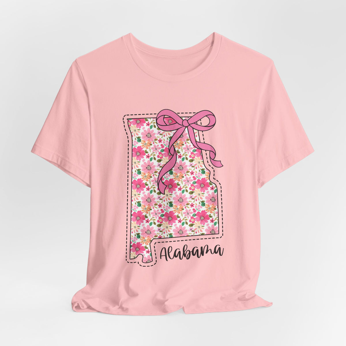 Alabama Floral State Tee — Pink Bow & Script