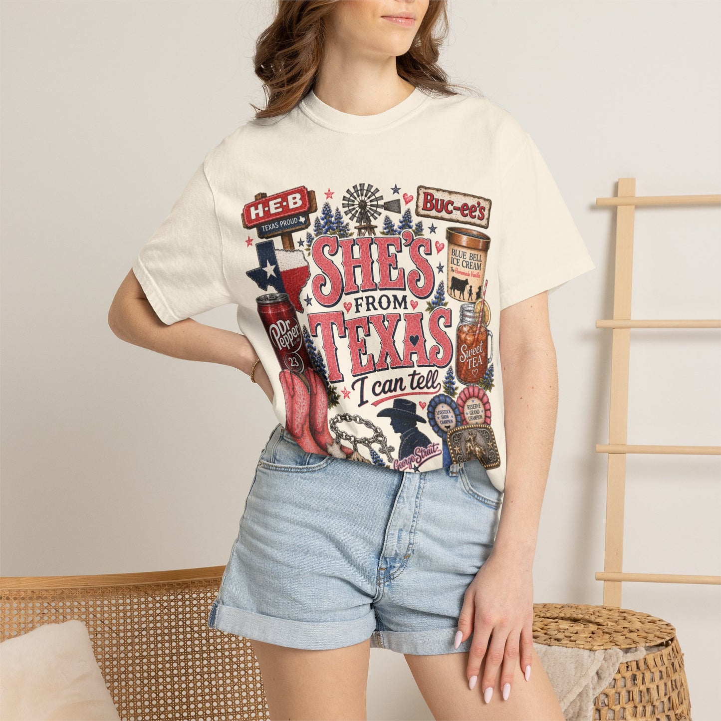 She's From Texas Graphic T-Shirt — Texas Pride Retro Icons Design