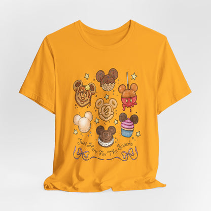 Snack Character T-Shirt — “Just Here for the Snacks” Graphic Tee