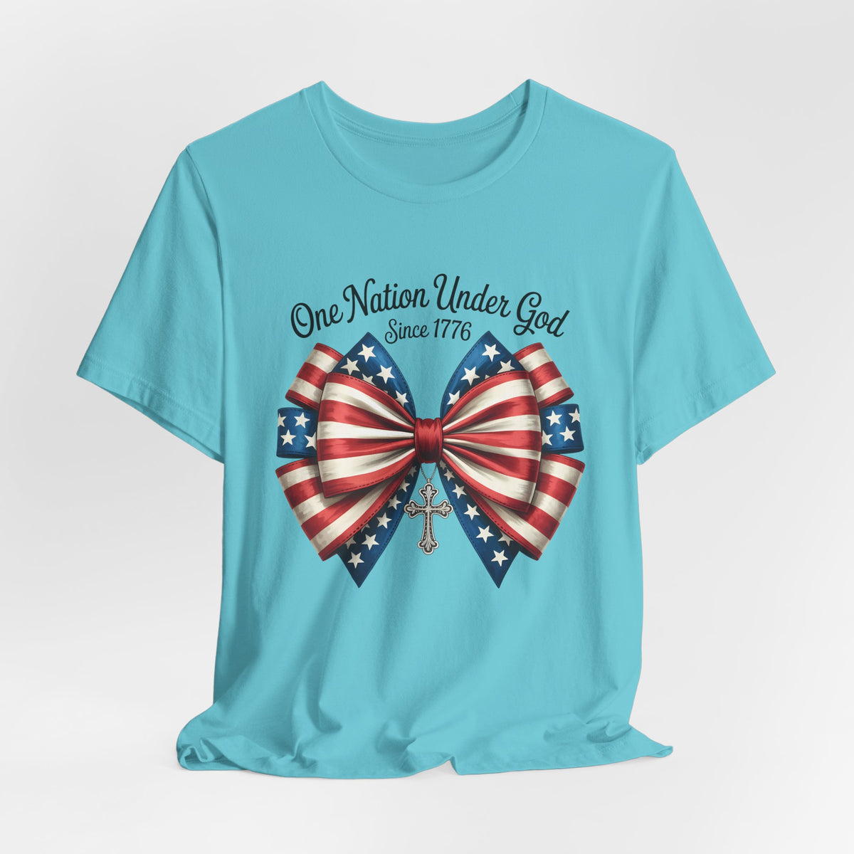One Nation Under God Patriotic T-shirt with Bow Design