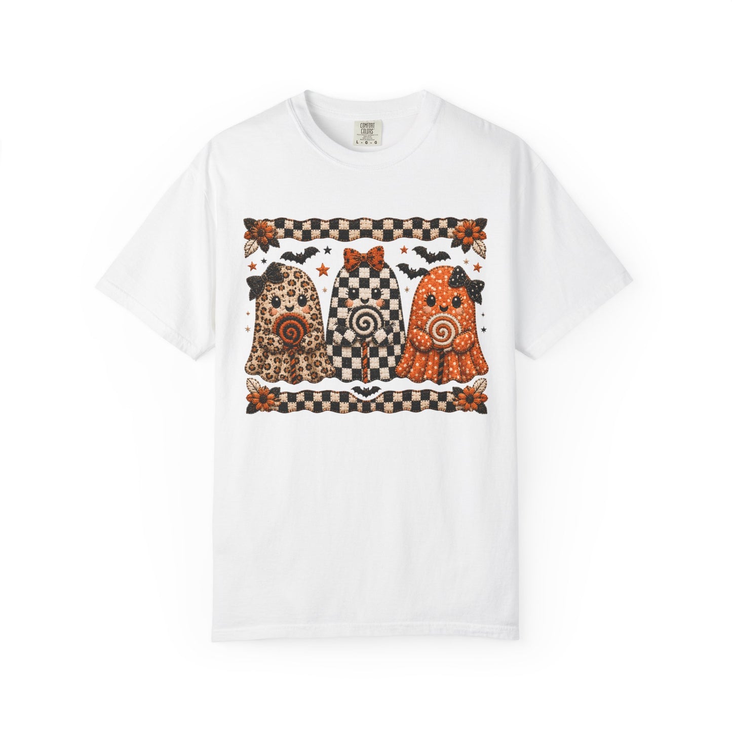 Spooky Halloween Folk Art Trio Ghosts T-Shirt