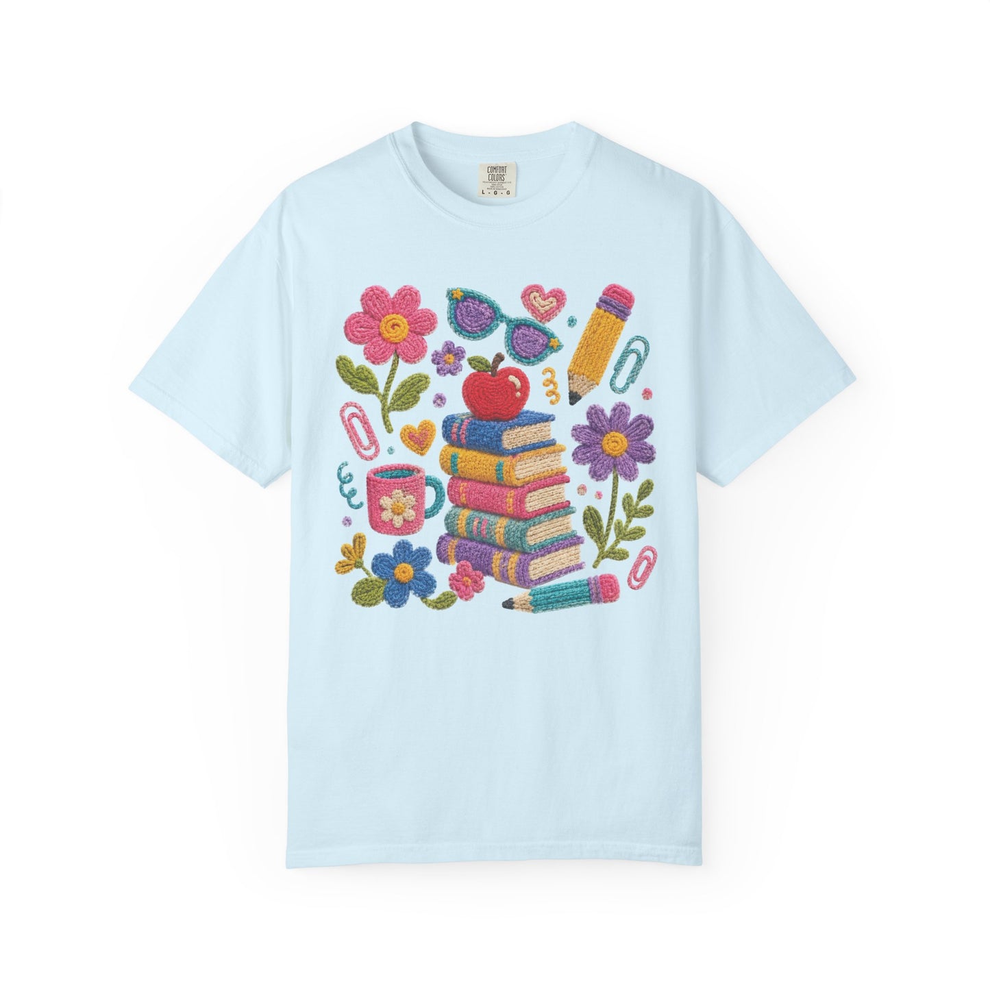 Cute Floral Faux-Yard School Supplies Graphic Tee