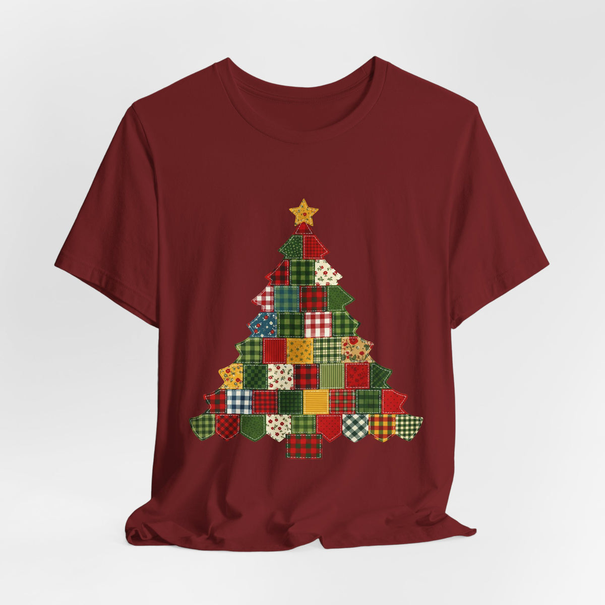 Faux Patchwork Christmas Tree Tee