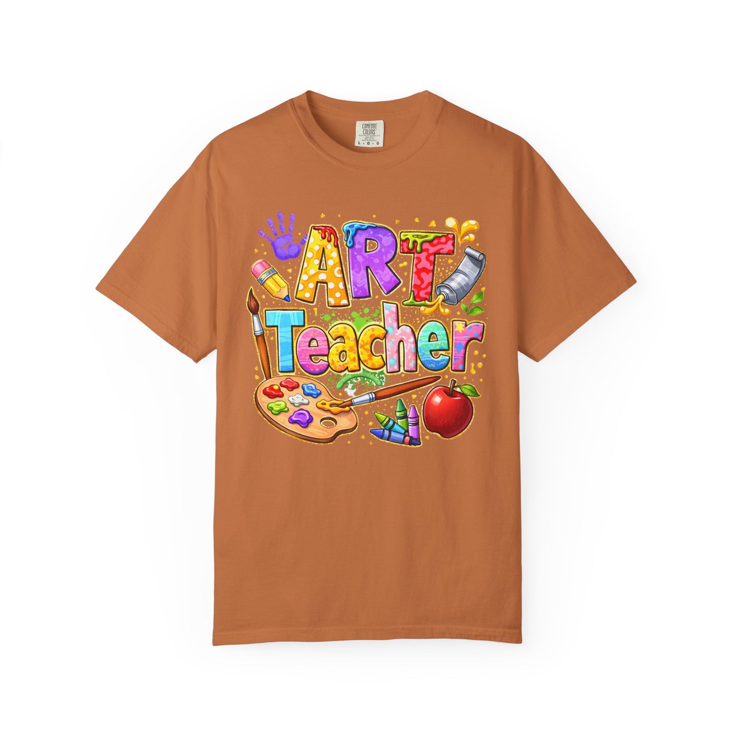 Art Teacher T-Shirt — Colorful Palette & Supplies Graphic Tee