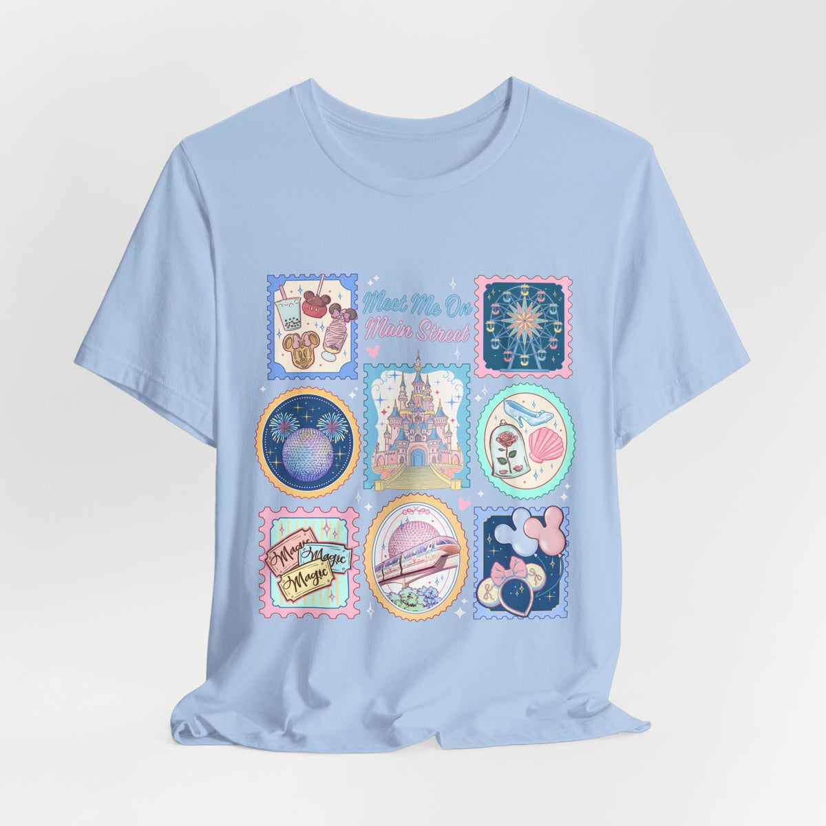 Meet Me On Main Street Cute Pastel Stamp Tee