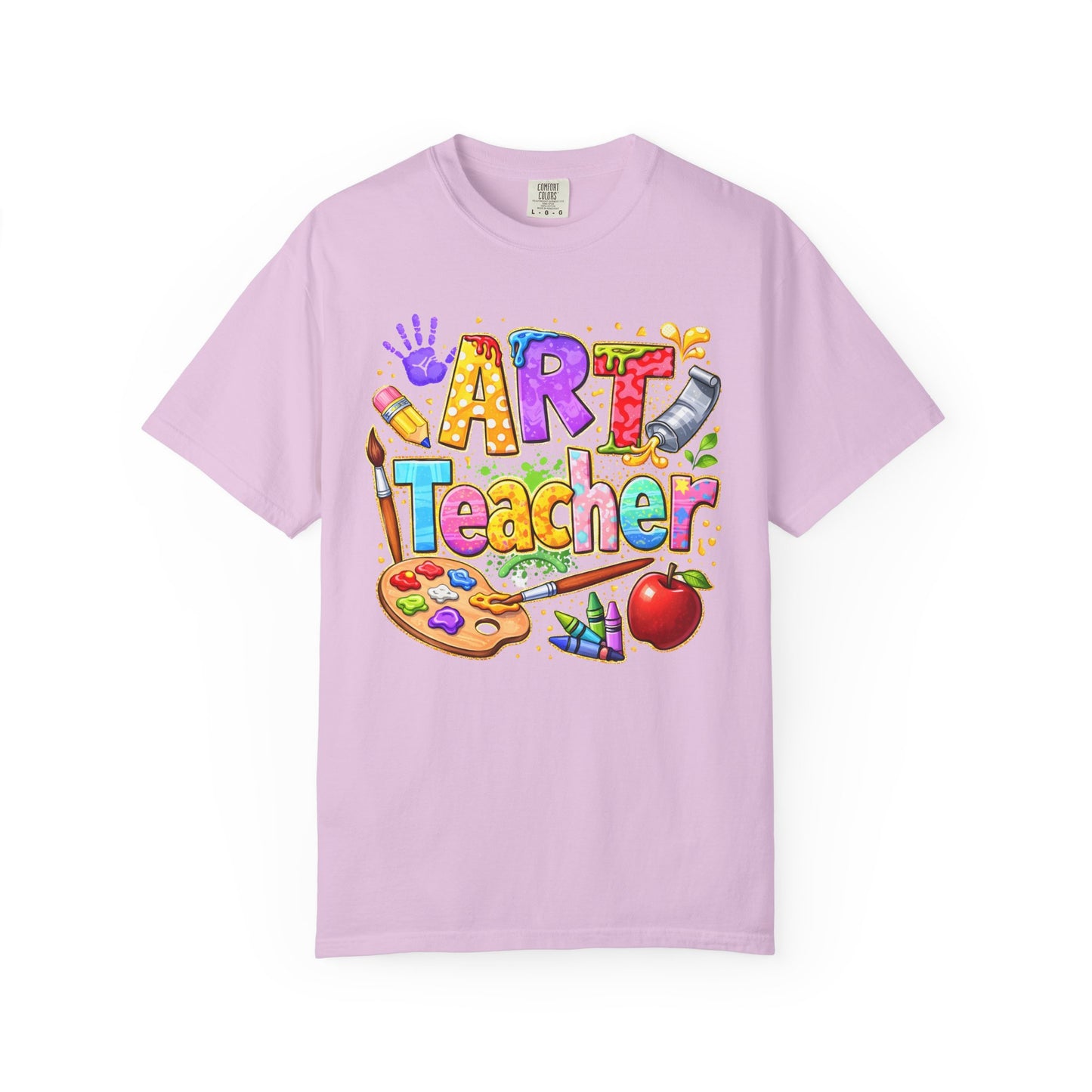 Art Teacher T-Shirt — Colorful Palette & Supplies Graphic Tee