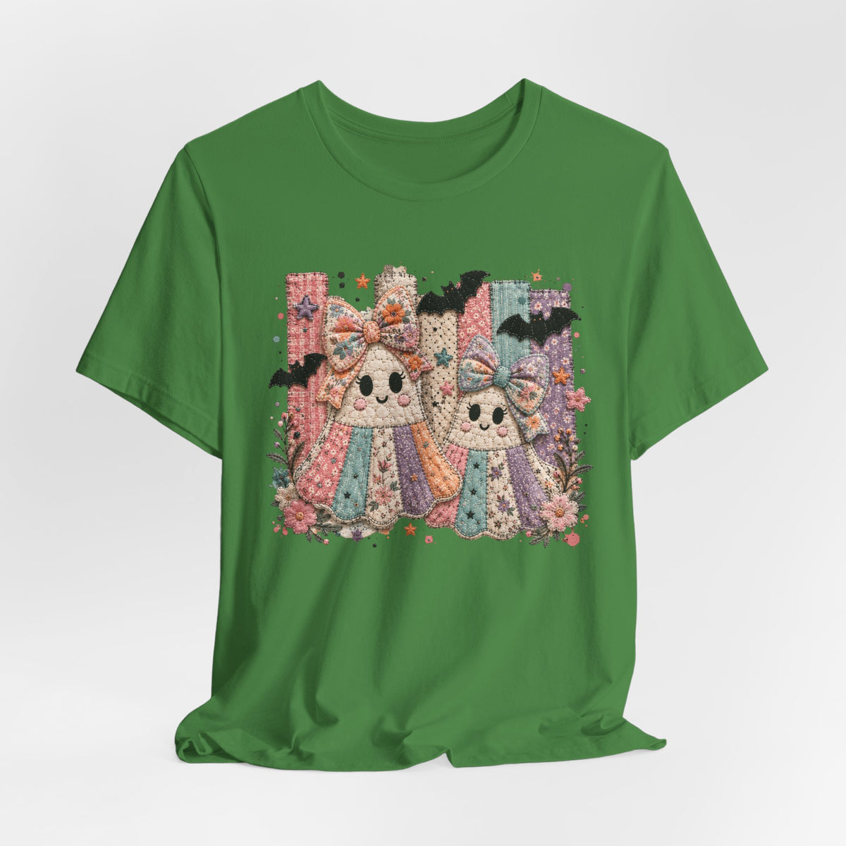 Quilted Cute Ghost Sisters Halloween T-Shirt