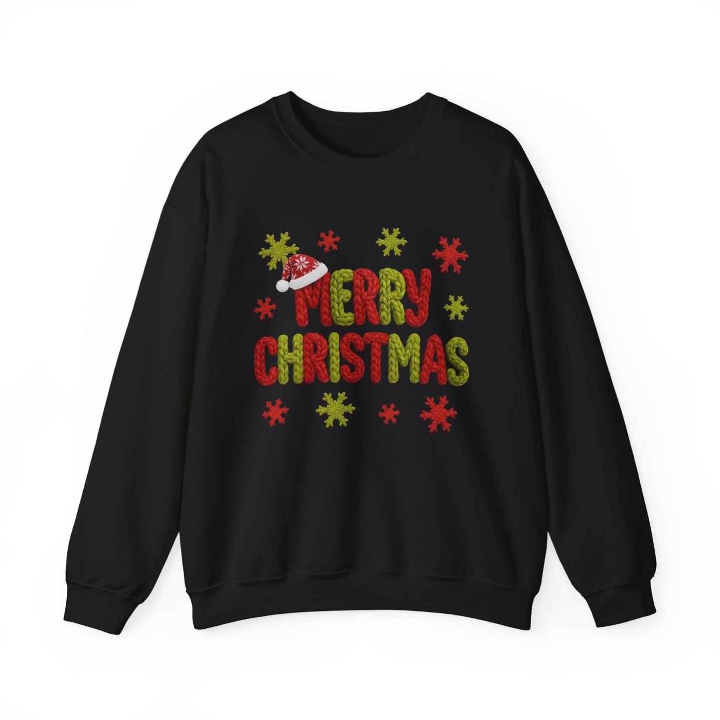Merry Christmas Festive Yarn Holiday Sweatshirt Christmas Crewneck