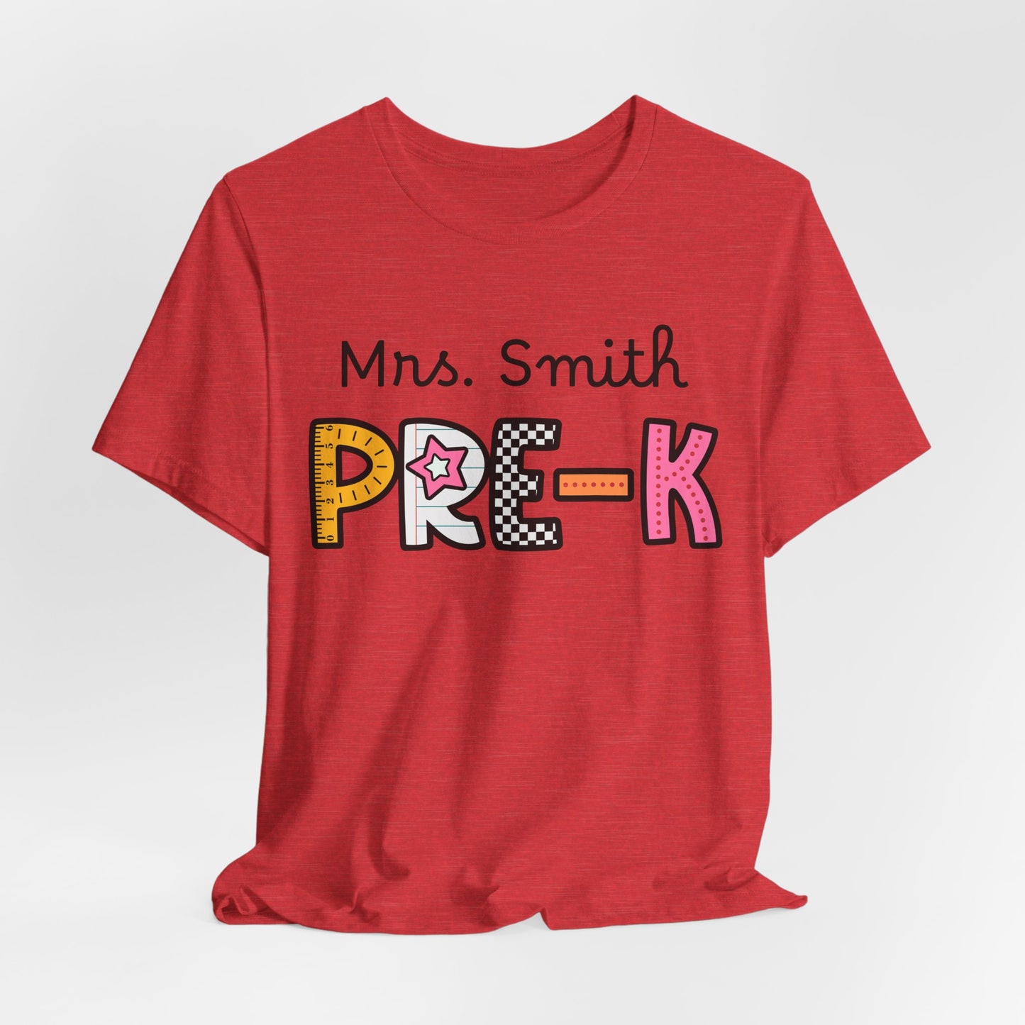 Personalized Colorful PRE-K Teacher Graphic Tee