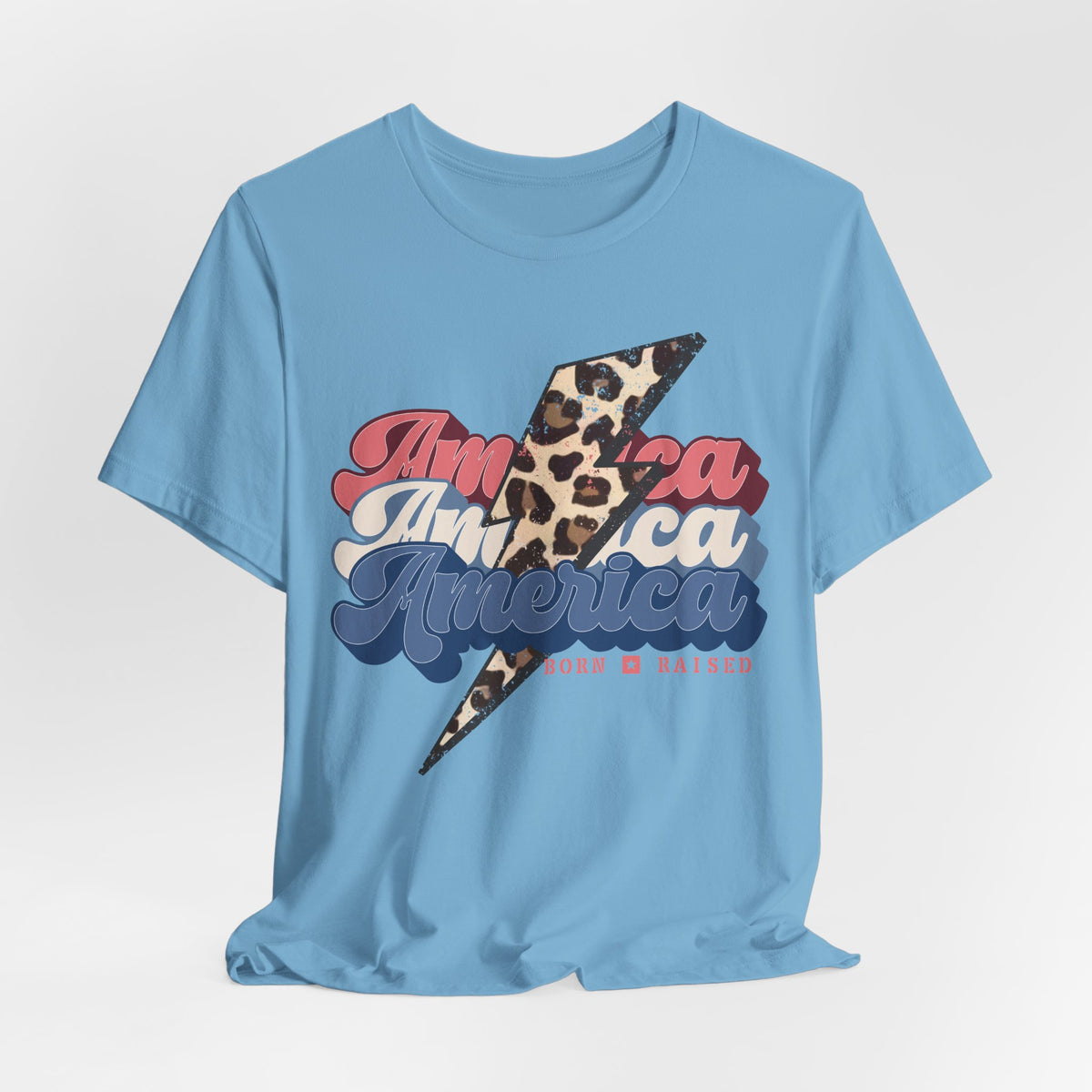 Patriotic Leopard Print America, Born & Raised - Graphic Tee