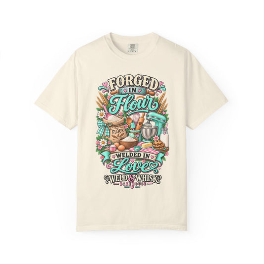 Baking T-Shirt - "Forged in Flour, Welded in Love" Vintage Kitchen Tee
