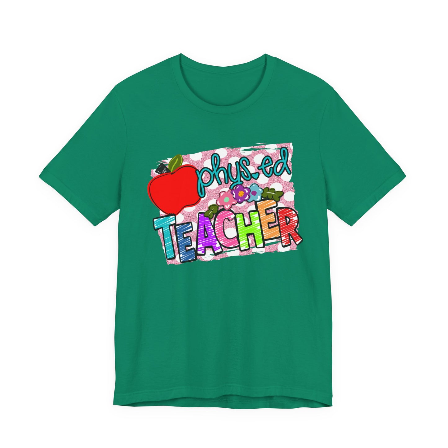 Colorful Faux Glitter Tee - PE Teacher