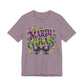 Mardi Gras Tee — Festive Purple, Green & Gold Carnival Shirt with Mask Bow