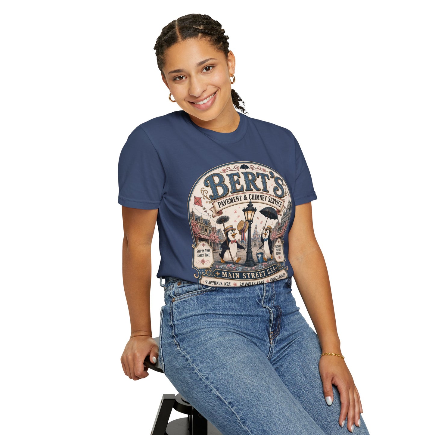 Vintage 'Bert's Pavement & Chimney Service' Graphic T-Shirt — Main Street USA Retro Tee