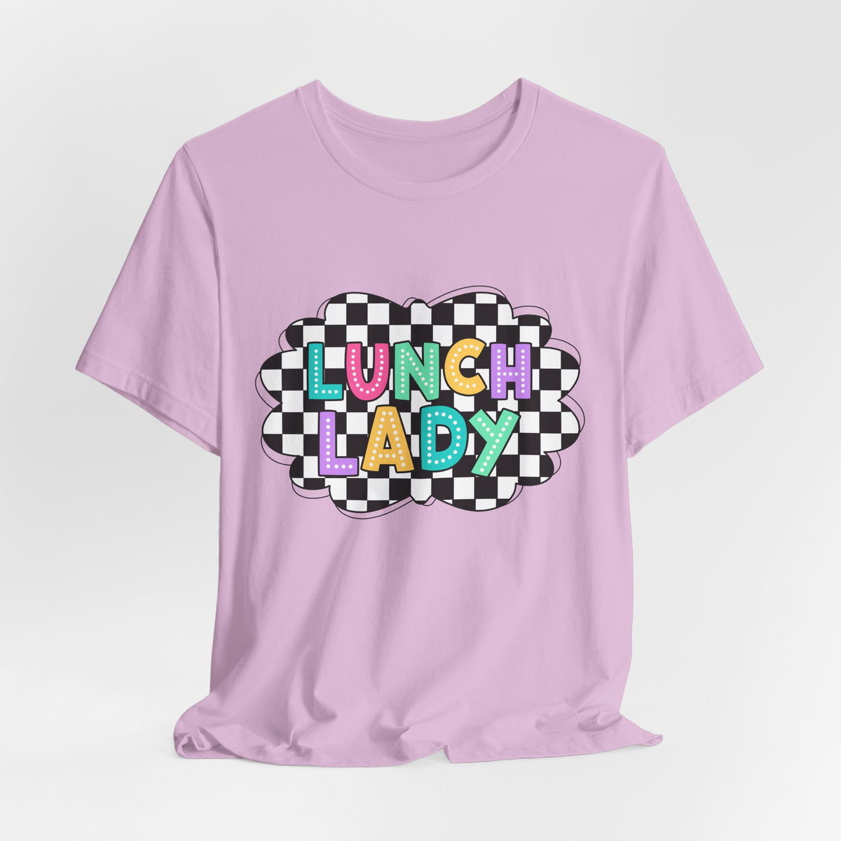 Lunch Lady T-Shirt — Retro Checkerboard Graphic Tee for School Staff & Cafeteria Heroes