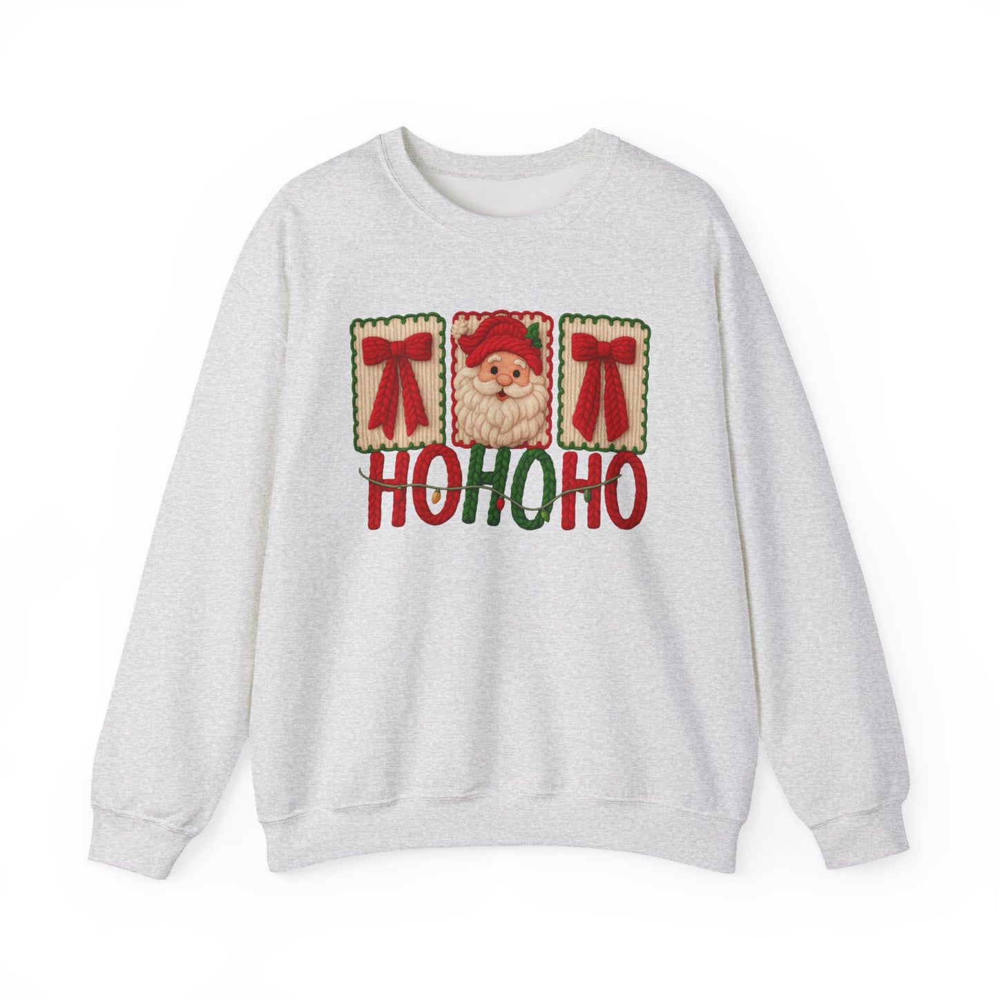 Ho Ho Ho Santa Patch Holiday Faux Yarn Christmas Crewneck