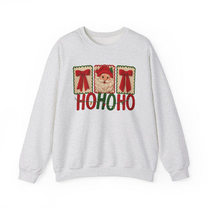Ho Ho Ho Santa Patch Holiday Faux Yarn Christmas Crewneck