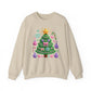 Cute Yarn Christmas Tree, Candy Cane & Ornaments Holiday Crewneck Sweatshirt