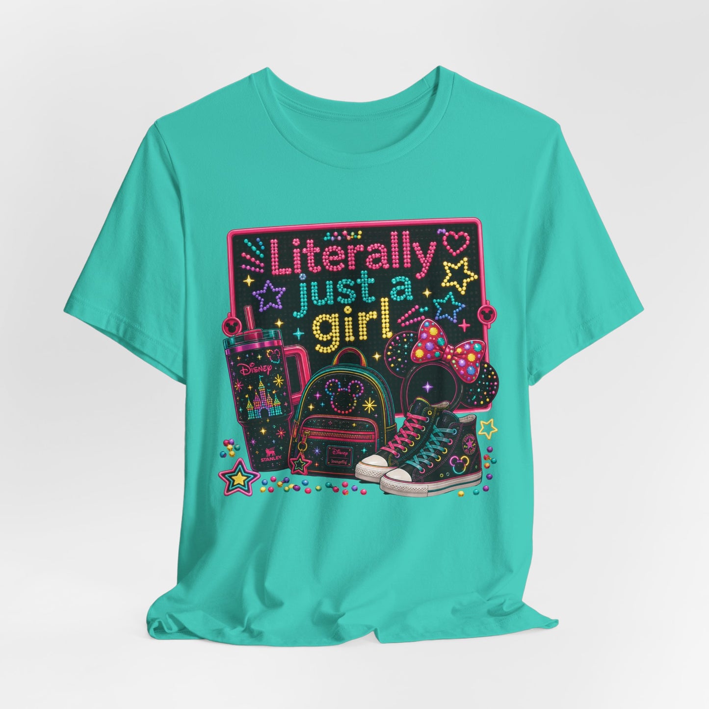 Literally Just a Girl Graphic Tee — Cute Neon Back-to-School Shirt