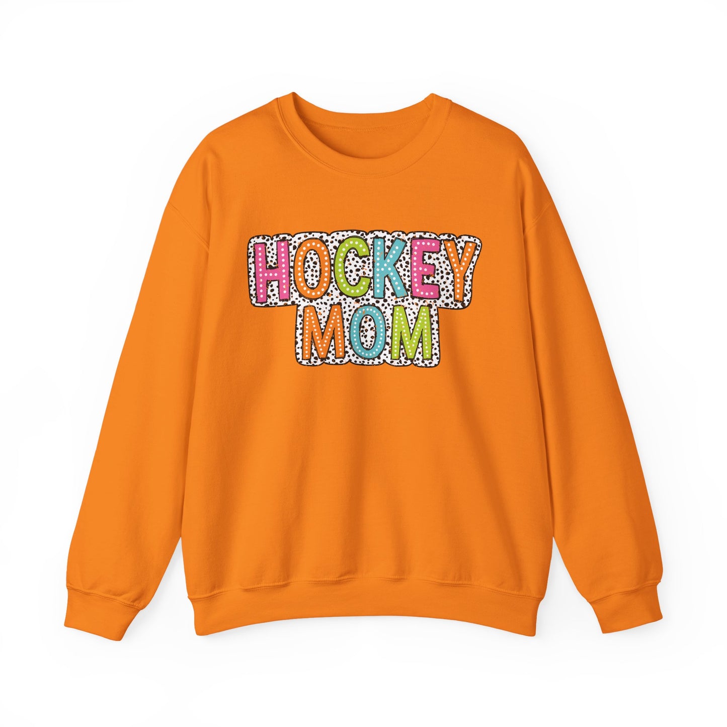Colorful Dalmation Print Hockey Mom Crewneck Sweatshirt