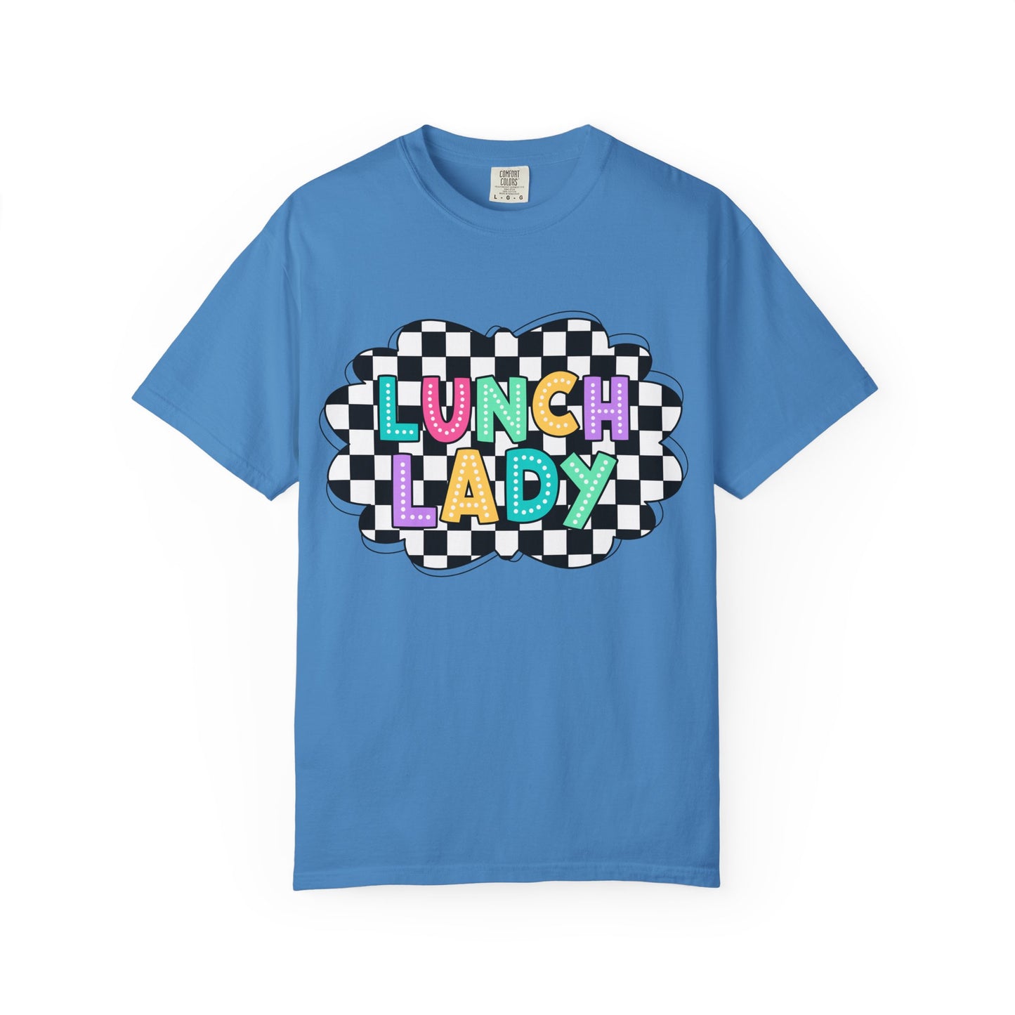 Lunch Lady T-Shirt — Retro Checkerboard Graphic Tee for School Staff & Cafeteria Heroes