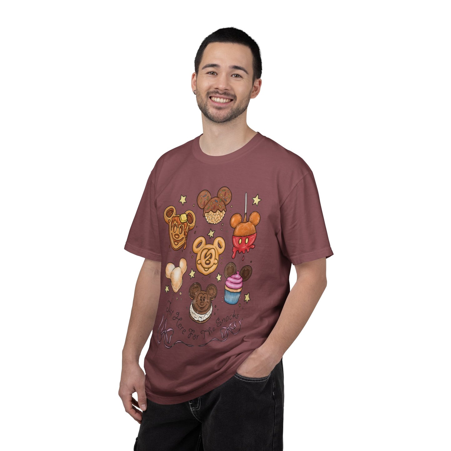 Cute Snack Character T-Shirt — “Just Here for the Snacks” Graphic Tee