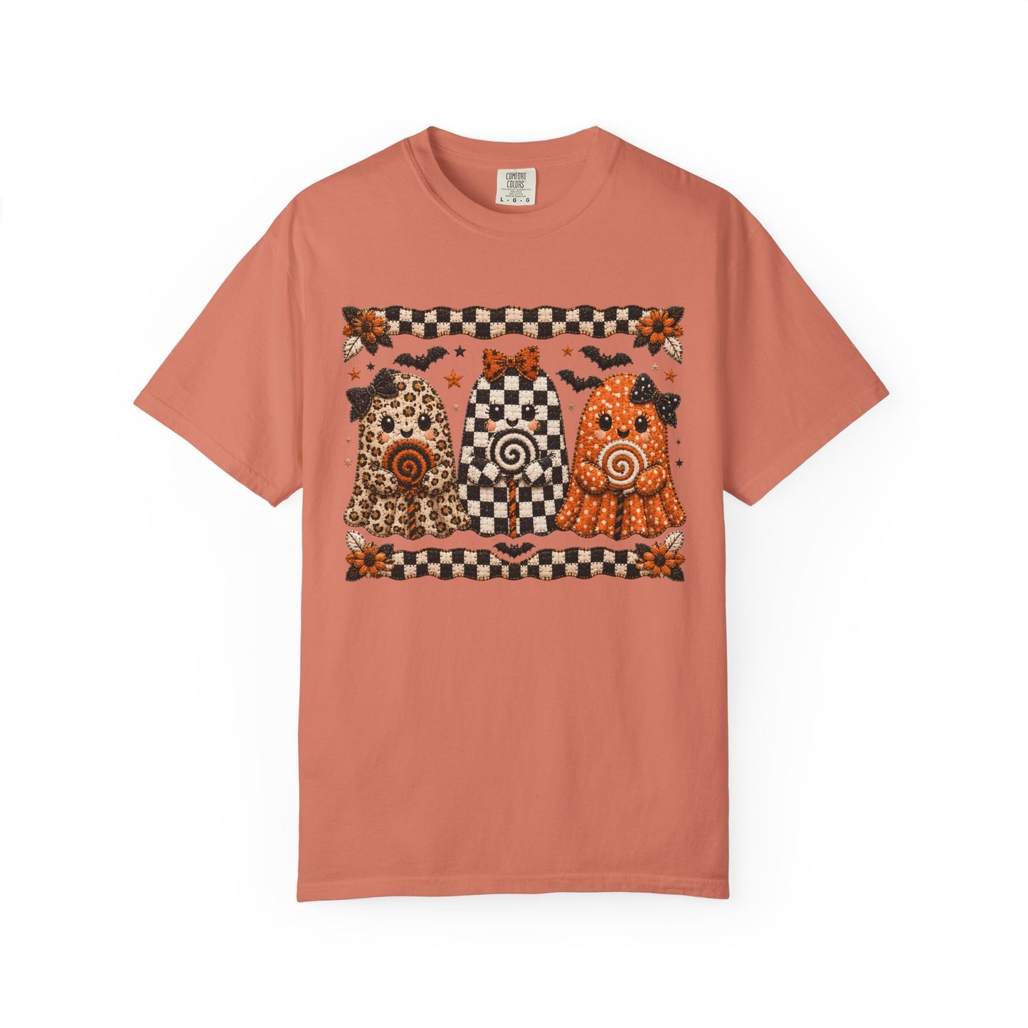 Spooky Halloween Folk Art Trio Ghosts T-Shirt