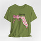 Florida Floral State Tee —Pink Bow & Script
