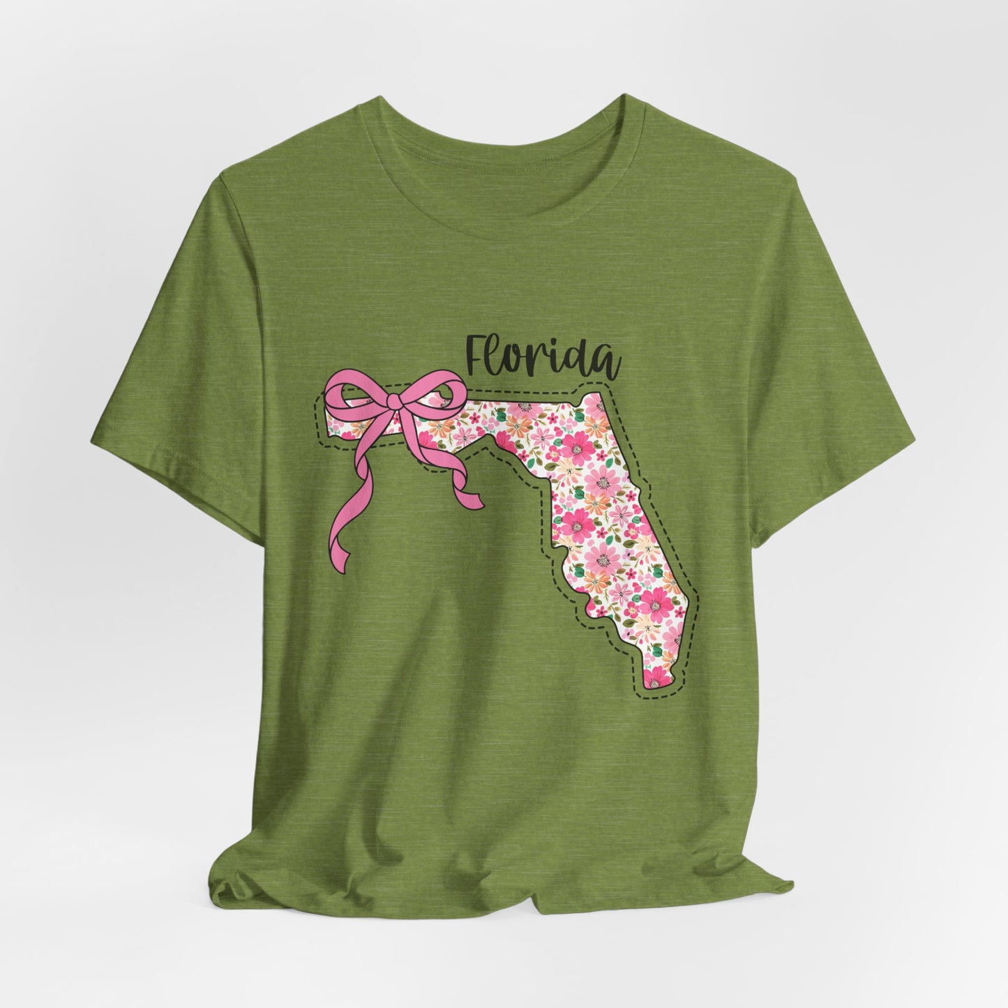 Florida Floral State Tee —Pink Bow & Script
