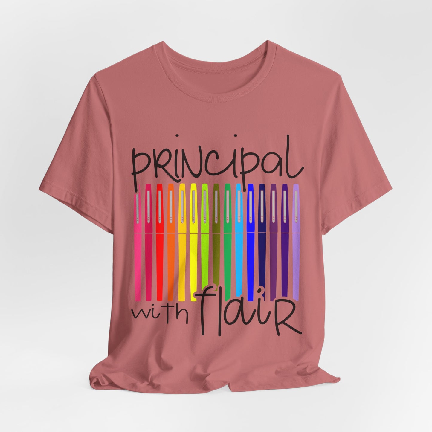 Copy of Rainbow Flair Pen School Staff Tee - Principal With Flair