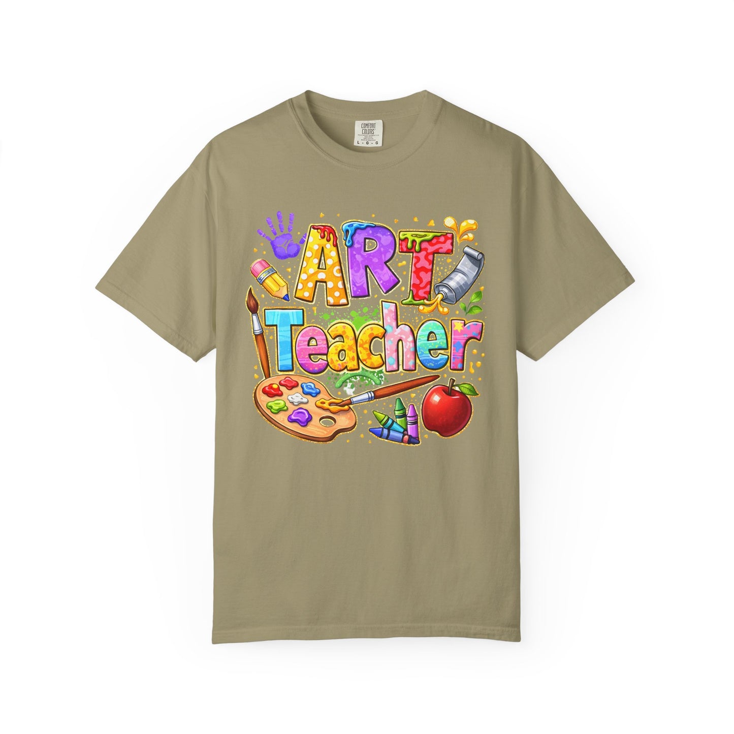 Art Teacher T-Shirt — Colorful Palette & Supplies Graphic Tee