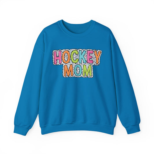 Colorful Dalmation Print Hockey Mom Crewneck Sweatshirt