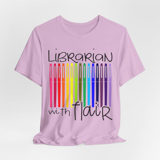 Rainbow Flair Pen School Staff Tee - Librarian With Flair