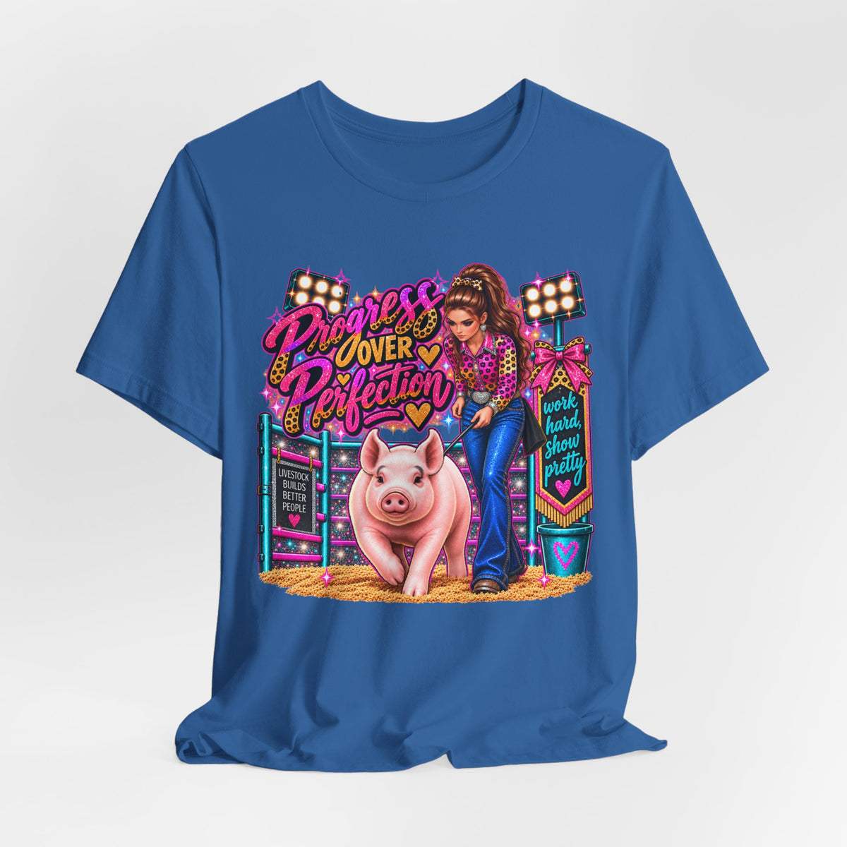 "Progress Over Perfection" Show Pig Tee