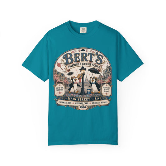 Vintage 'Bert's Pavement & Chimney Service' Graphic T-Shirt — Main Street USA Retro Tee