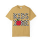 Kids Zone T-Shirt — Checkerboard Text with Cute Apple Graphic
